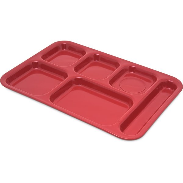 Right Hand 6 Comp Tray, Red, PK12