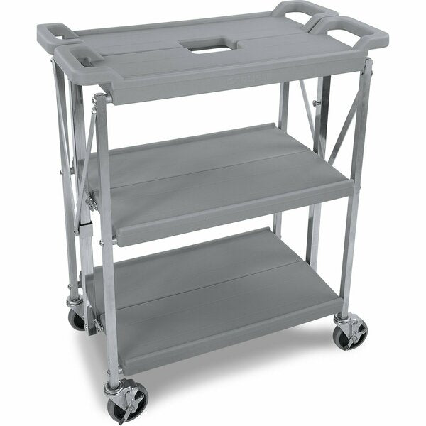 Polyethylene Fold N Go Cart 15 in x 21 in - Gray, 3 Shelves, 350 lb