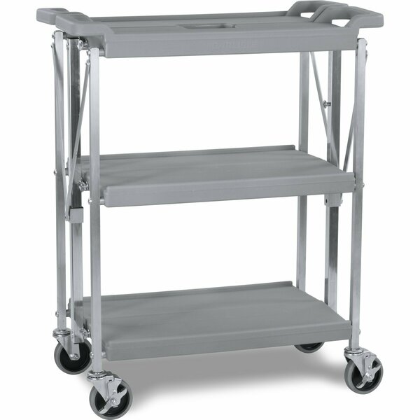 Polyethylene Fold N Go Cart 15 in x 21 in - Gray, 3 Shelves, 350 lb