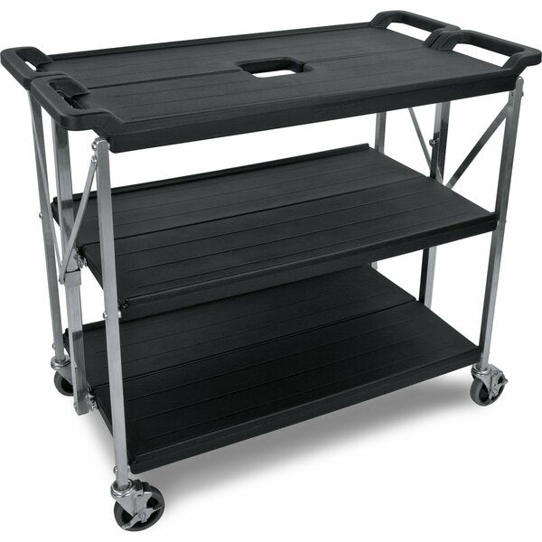 Polyethylene Fold N Go Cart 20 in x 31 in - Black, 3 Shelves, 350 lb