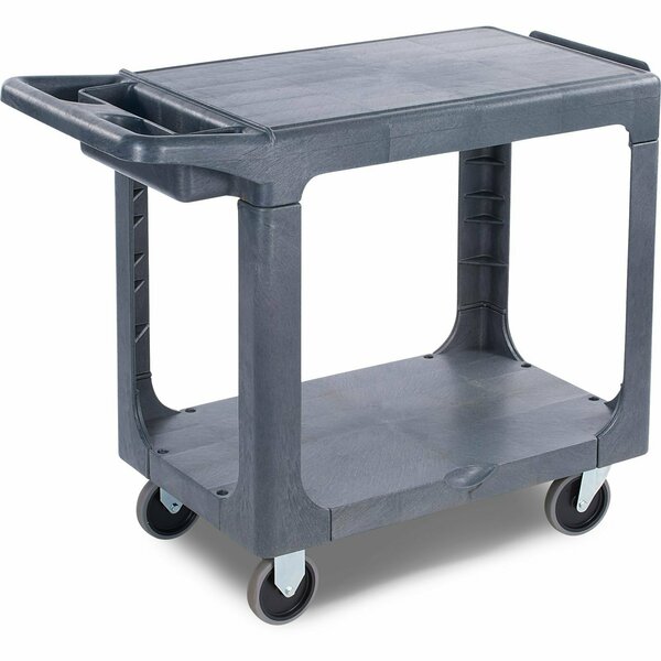 Polypropylene Flat Shelf Utility Cart, 40inx19in, Gray, 2 Shelves, 500 lb