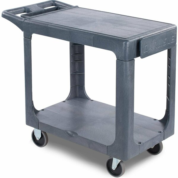 Polypropylene Flat Shelf Utility Cart, 40inx19in, Gray, 2 Shelves, 500 lb