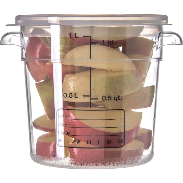 Round Container, 1 qt., Clr, PK12