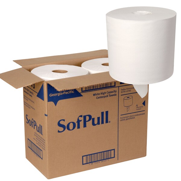 Soffpull Center Pull Paper Towels, 1, 560, 700 ft, White, 4 PK