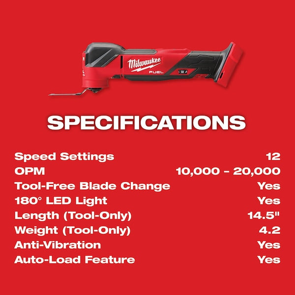 Oscillating Multi-Tool, 18V DC, Cordless, 4.2  Degrees Oscillation Angle, M18 FUEL(TM) Series
