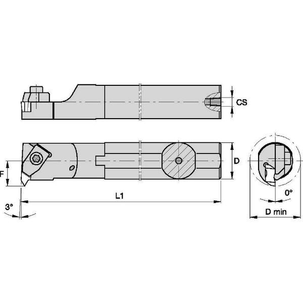 Indexable Thread Turning Tool Holder, 14 in L, Top Notch Insert Shape