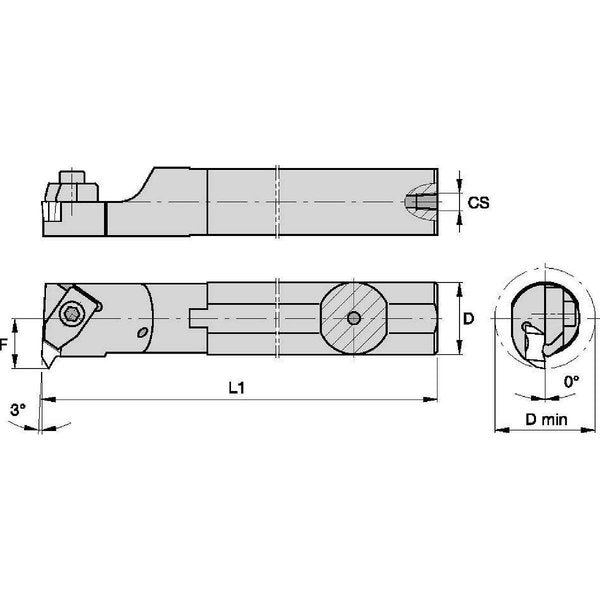 Indexable Thread Turning Tool Holder, 8 in L, Top Notch Insert Shape