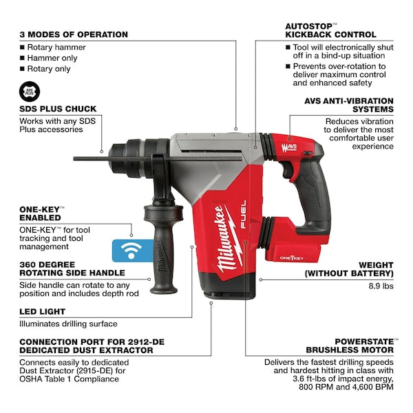 M18 FUEL 1-1/8 in. SDS-Plus Rotary Hammer with ONE-KEY (Tool Only)