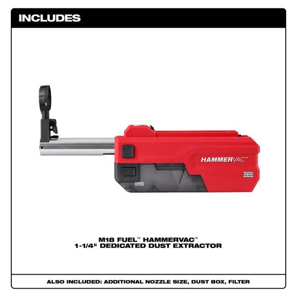 M18 FUEL HAMMERVAC Dedicated Dust Extractor for M18 FUEL 1-1/4 in. SDS-Plus D-Handle Rotary Hammer