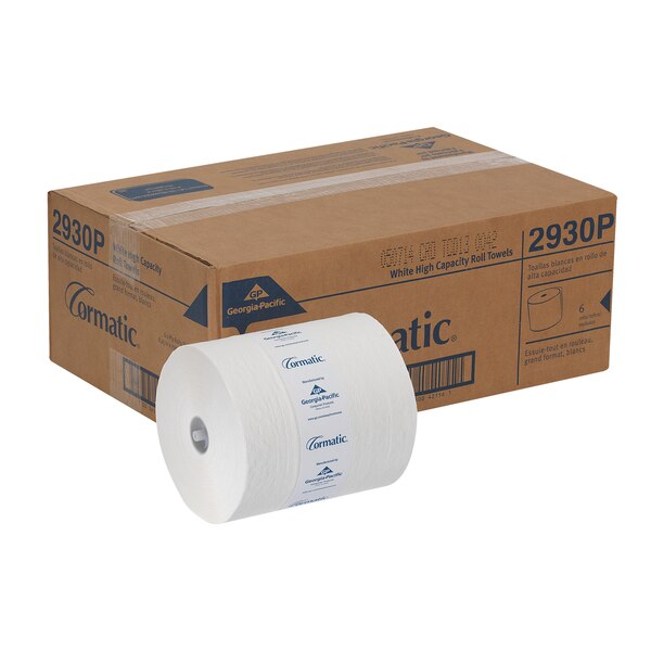 Cormatic Hardwound Paper Towels, 1, Continuous Roll, 700 ft, White, 6 PK