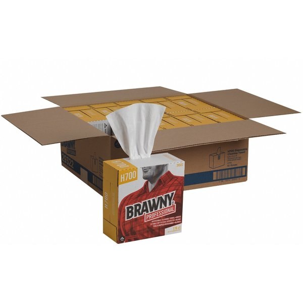 Dry Wipe, Brawny Pro Dispenser Box, Hydro-entangled HEF, 9 in x 12 1/2 in, White, 176 Sheets, 10 Pk