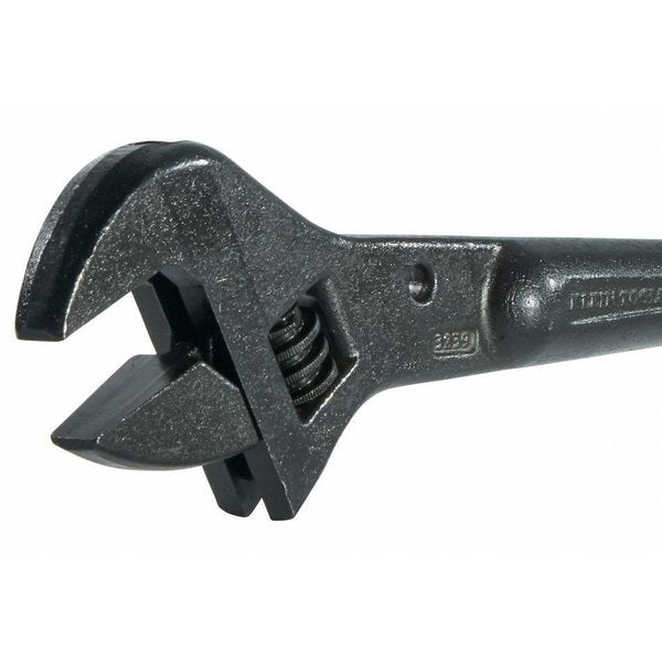 Adjustable Spud Wrench, Alloy Steel, 16 in Overall Length, 1-1/2 in Head, Black Oxide