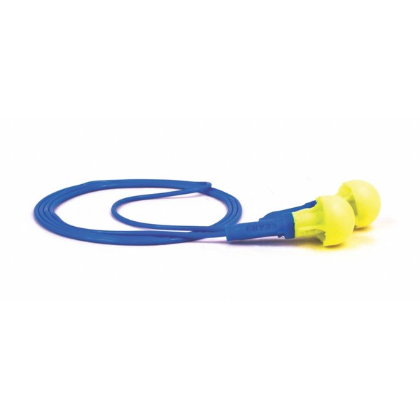 E-A-R Push-Ins Disposable Corded Ear Plugs, Pod Shape, 28 dB, Blue/Yellow, 100 Pairs
