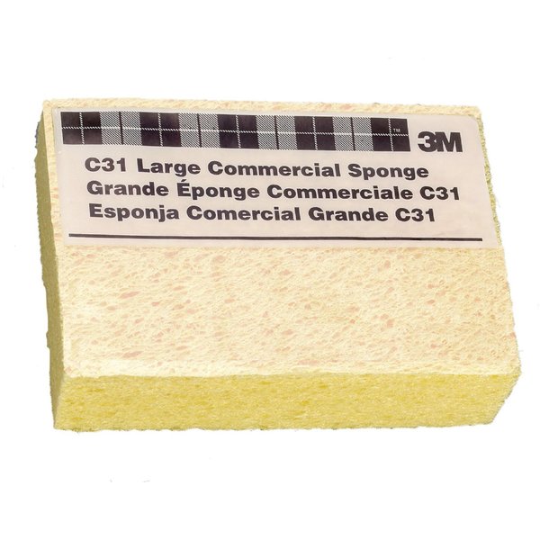 Sponge, Cellulose, 6 in L, 4 1/4 W, 5/8 in H, Antimicrobial, Yellow