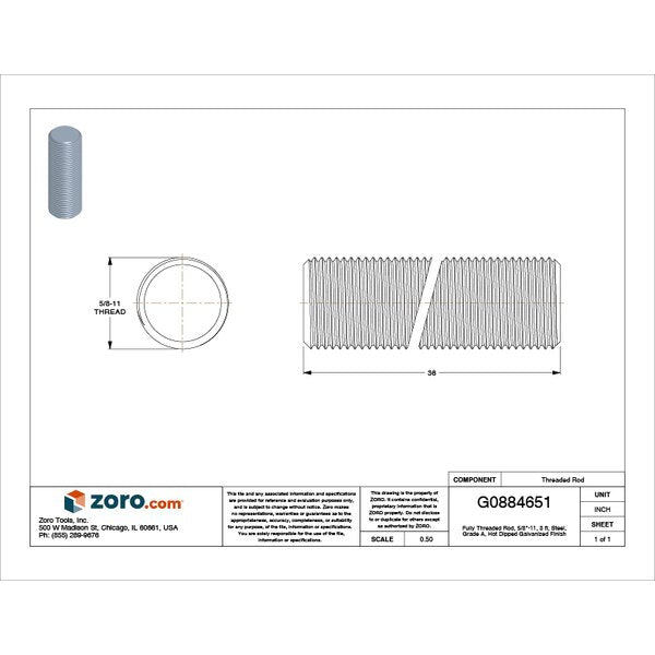 Fully Threaded Rod, 5/8
