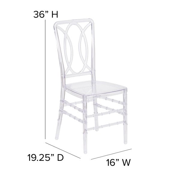 Flash Elegance Crystal Ice Stacking Chair with Designer Back