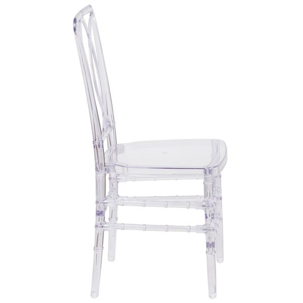 Flash Elegance Crystal Ice Stacking Chair with Designer Back