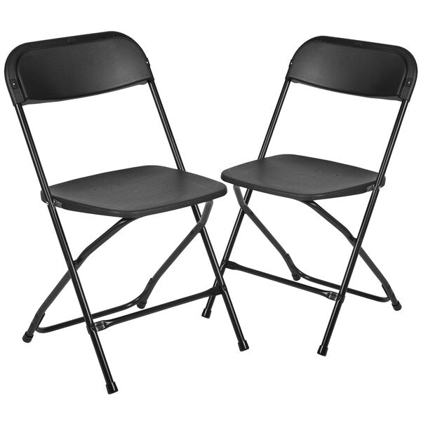 Hercules Series Plastic Folding Chair Black - 2 Pack 650LB Weight Capacity Comfortable Event Chair-Lightweight Folding Chair