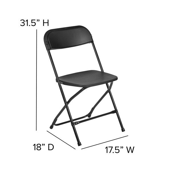 Hercules Series Plastic Folding Chair Black - 2 Pack 650LB Weight Capacity Comfortable Event Chair-Lightweight Folding Chair