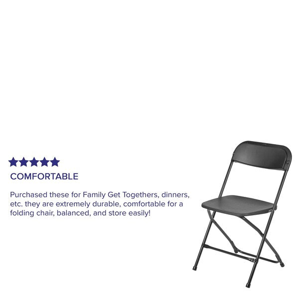 Hercules Series Plastic Folding Chair Black - 2 Pack 650LB Weight Capacity Comfortable Event Chair-Lightweight Folding Chair