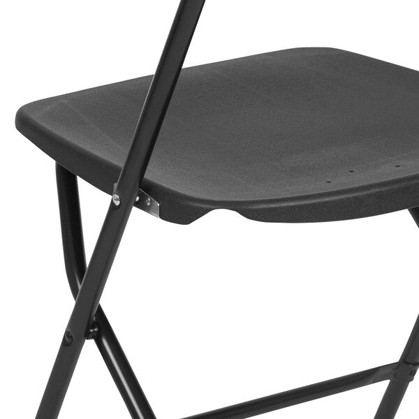 Hercules Series Plastic Folding Chair Black - 2 Pack 650LB Weight Capacity Comfortable Event Chair-Lightweight Folding Chair