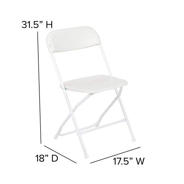 Hercules Series Plastic Folding Chair White - 2 Pack 650LB Weight Capacity Comfortable Event Chair-Lightweight Folding Chair