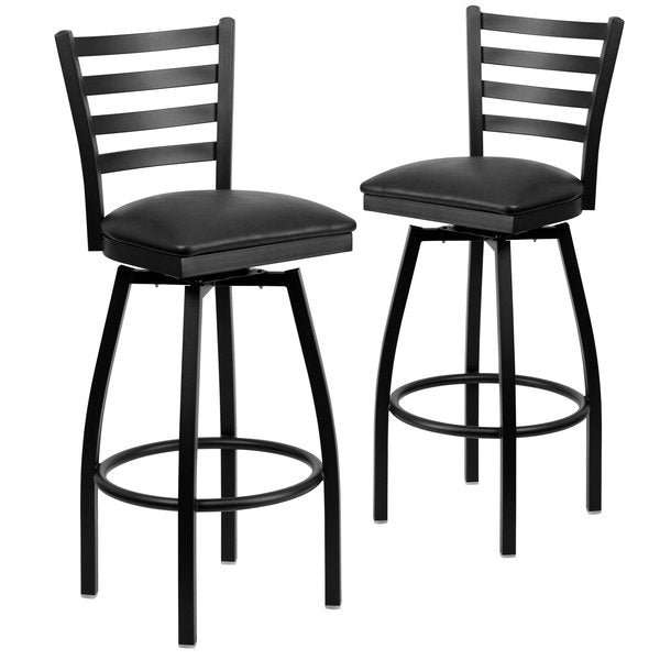 Black Ladder Stool-Black Seat