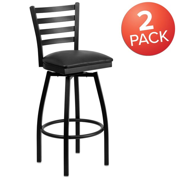 Black Ladder Stool-Black Seat