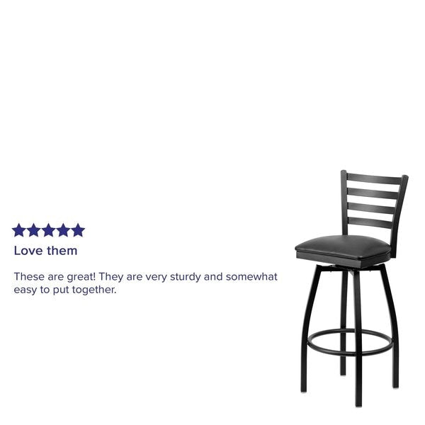 Black Ladder Stool-Black Seat