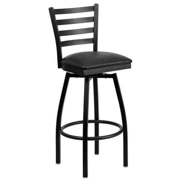 Black Ladder Stool-Black Seat