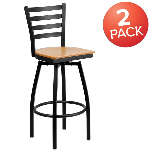 Black Ladder Stool-Nat Seat