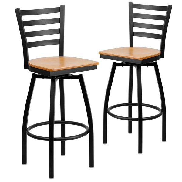 Black Ladder Stool-Nat Seat