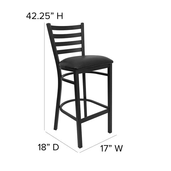 Black Ladder Stool-Black Seat
