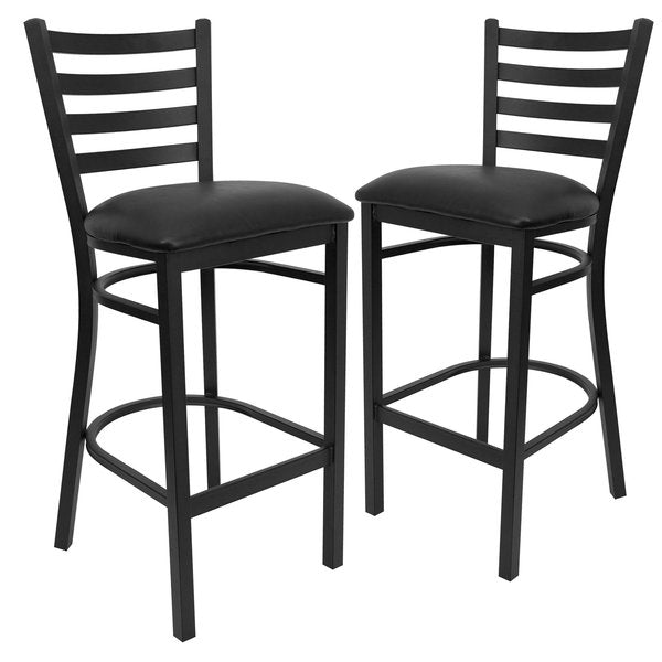 Black Ladder Stool-Black Seat
