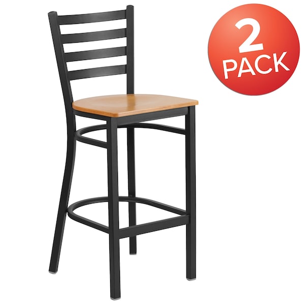 Black Ladder Stool-Nat Seat