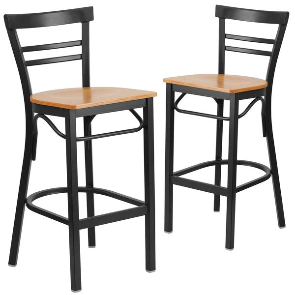 Black Ladder Stool-Nat Seat