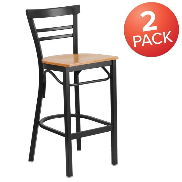 Black Ladder Stool-Nat Seat