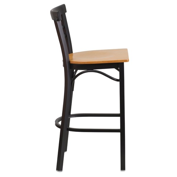 Black Ladder Stool-Nat Seat