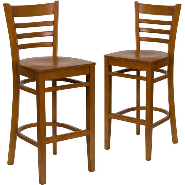 HERCULES Series Ladder Back Cherry Wood Restaurant Barstool