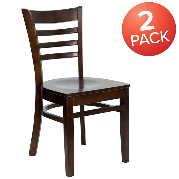 HERCULES Series Ladder Back Walnut Wood Restaurant Chair