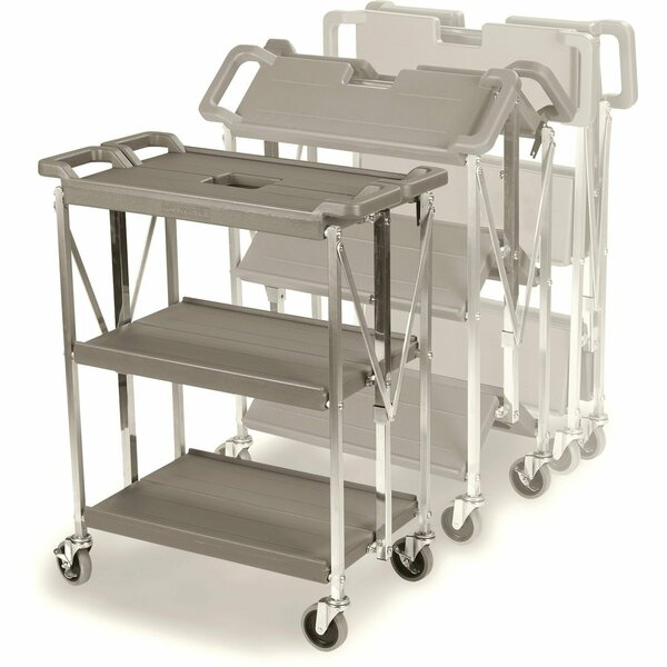 Polyethylene Fold N Go Cart 15 in x 21 in - Gray, 3 Shelves, 350 lb