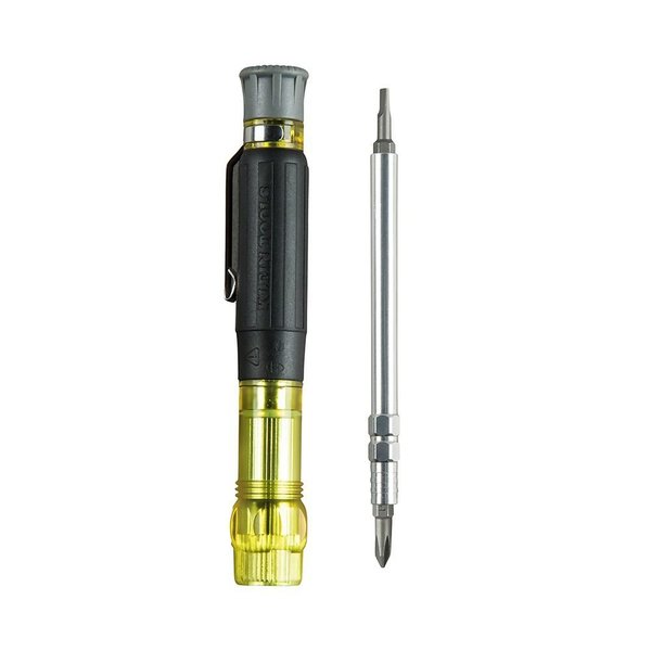 Multi-Bit Electronics Pocket Screwdriver, SAE, 4-In-1 #0, #00, 1/8 in, 3/32 in, 6 1/2 in L