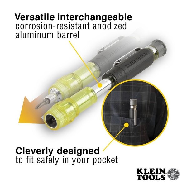Multi-Bit Electronics Pocket Screwdriver, SAE, 4-In-1 #0, #00, 1/8 in, 3/32 in, 6 1/2 in L