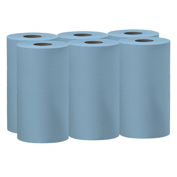 Dry Wipe Roll, Blue, Roll, Hydroknit, 6 PK, 130 Wipes, 19 1/2 in x 13 1/2 in