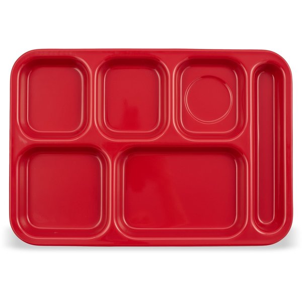 Right Hand 6 Comp Tray, Red, PK12