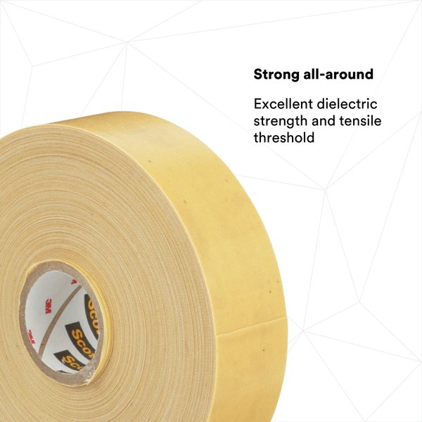 Varnished Cotton Cambric Electrical Tape 2520, Scotch, 3/4 in W x 108 ft L, 8 mil, Yellow, 1 Pack