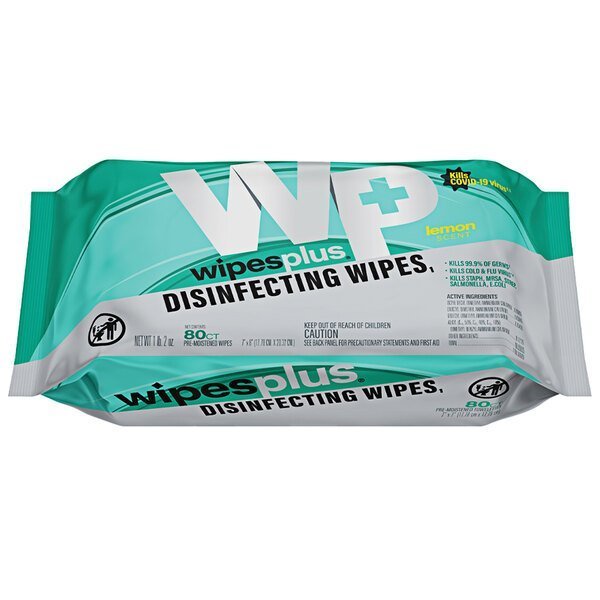 Disinfecting Surface Wipes, 80 Wip, PK12, 7 in x 8 in, Lemon