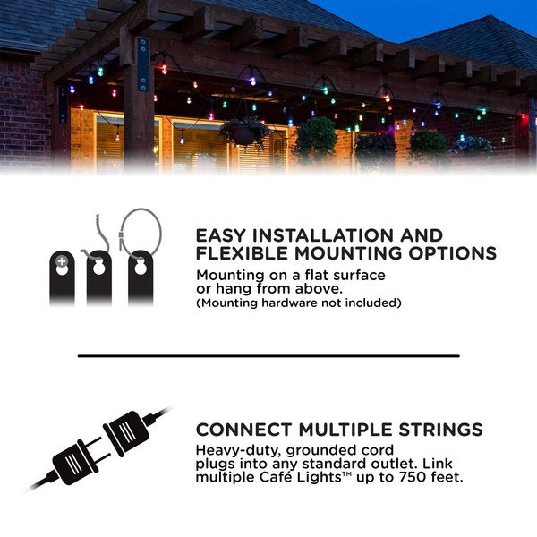 Seasons Cafe Lights, 24 ft., 12 Bulbs