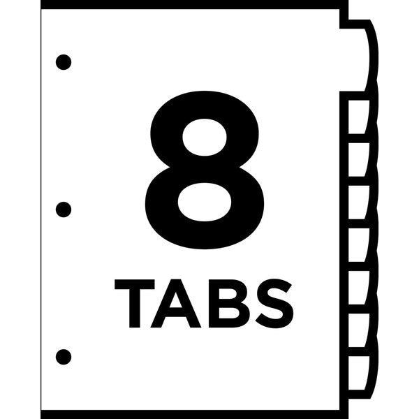 AveryÂ® Big Tabâ¢ Write & Erase Durable Plastic Dividers 16371, 8 White Tabs, 1 Set