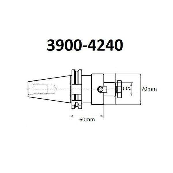 1-1/2 X 60mm BT40 V-Flange Shell Mill Arbor